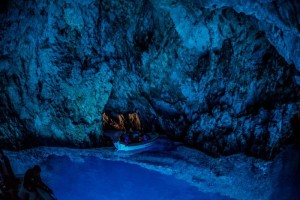 Inside the Blue cave , Bisevo island, Croatia